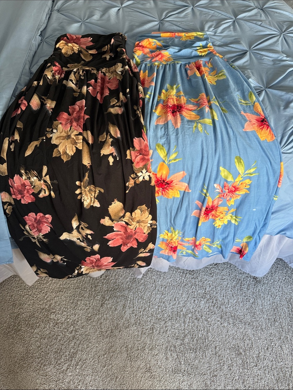 Amazon Bandeau Floral Maxi Dress’s in Black and Light Blue